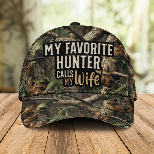 Premium Camo Hat - My Favorite Hunter Calls Me Wife 2