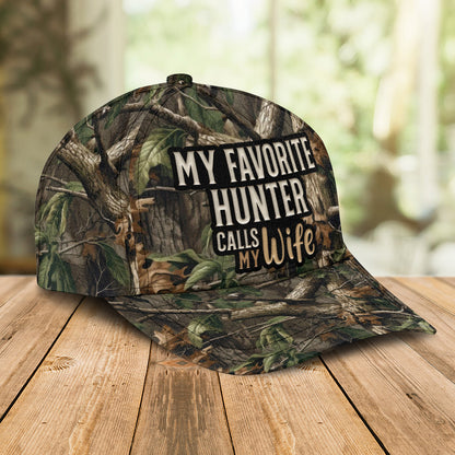 Premium Camo Hat - My Favorite Hunter Calls Me Wife 2