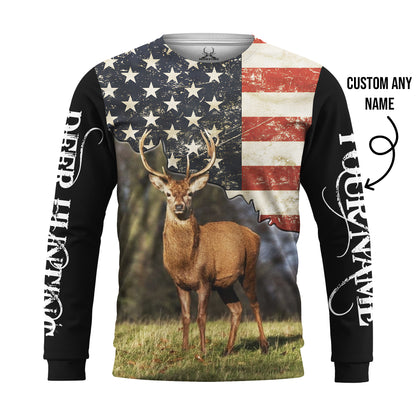 Deer Hunting Hoodie - American Flag Deer
